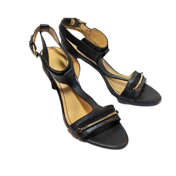 NINE WEST black t straps heels sandals size 8 - Picture 1 of 11